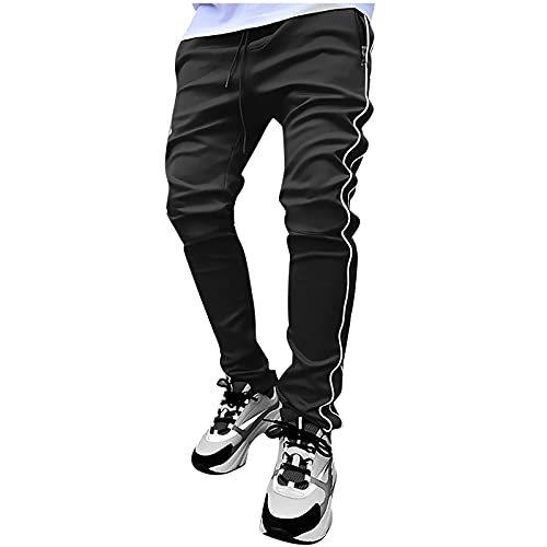 Pantalones largos para hombre Reflective Cargo informales, informales, para correr, para el tiempo libre, tácticos, básicos, chinos, senderismo, softshell, monos, Black02., M