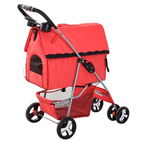 Papilioshop MILO - Carrito plegable de viaje para perro mascota cachorro gato (rojo)