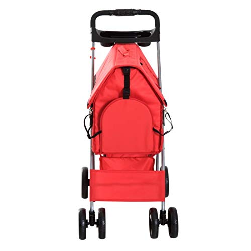 Papilioshop MILO - Carrito plegable de viaje para perro mascota cachorro gato (rojo)