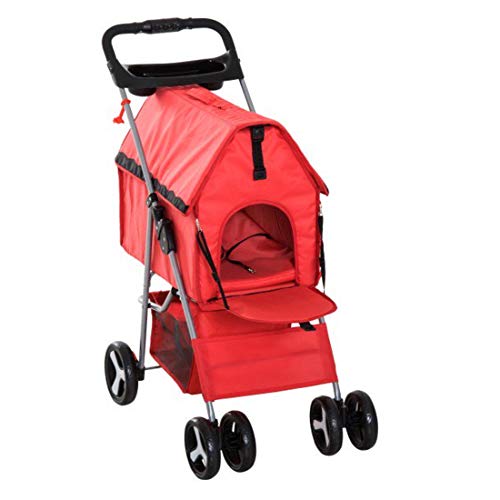 Papilioshop MILO - Carrito plegable de viaje para perro mascota cachorro gato (rojo)