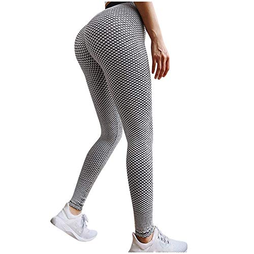 Paquete 2 Push Up Leggings para Mujer, Cintura Alta Mujer Malla Celular Pantalón de Yoga Leggings, Butt Lifter Anti-Cellulite Deportivos Yogapants para Yoga Pilates Fitness (C,S)