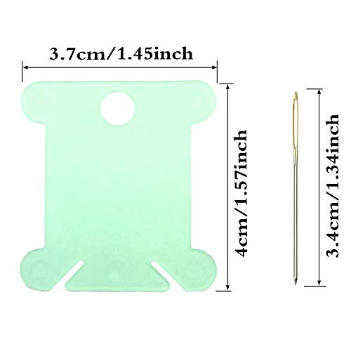 Paquete de 200 tarjetas organizadoras de hilo de bordar de CKANDAY,con 20 agujas de punto de cruz, paquete de tubo,organizador de bobinas de hilo de plástico,soporte de hilo DMC,color blanco y verde