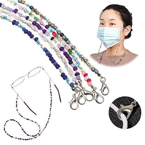 Paquete De 5 Cordones para Máscara Cadena De Anteojos con Cuentas Multicolor Cuerda para Colgar En La Oreja Sin Rastro Sujeta La Mascarilla Alrededor del Cuello Cadena para Gafas Correa para Máscara