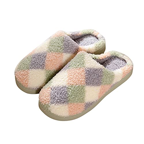 Parejas Mujeres Slip-On Furry Plush Flat Home Daily Interior Winter Open Toe Mantener Calientes Zapatillas CóModas Zapatos