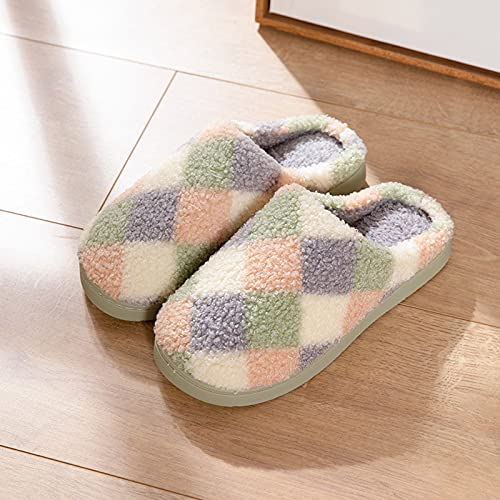 Parejas Mujeres Slip-On Furry Plush Flat Home Daily Interior Winter Open Toe Mantener Calientes Zapatillas CóModas Zapatos