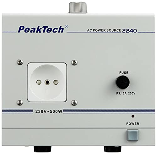 PeakTech 2240 - Transformador de Aislamiento, Dispositivo de Medición, Toroidal, Galvánico, Clase de Protección 1, Uso Móvil, Voltaje de Entrada 230 V, Potencia de Salida 500 W - 160 x 125 x 235 mm