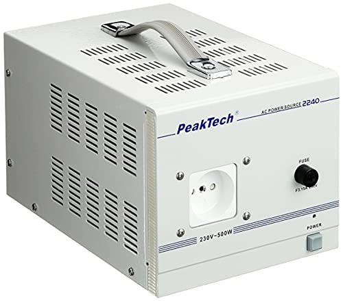 PeakTech 2240 - Transformador de Aislamiento, Dispositivo de Medición, Toroidal, Galvánico, Clase de Protección 1, Uso Móvil, Voltaje de Entrada 230 V, Potencia de Salida 500 W - 160 x 125 x 235 mm