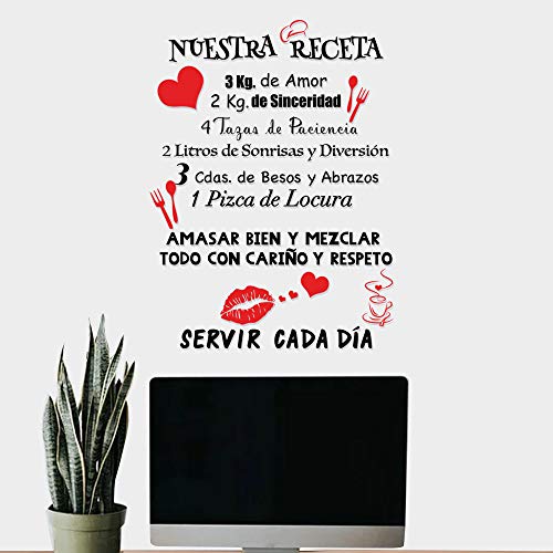 Pegatinas Citas Inspiradoras Pared Español Vinilos Frases Motivadoras Letras Stickers Adhesivos Negro Decorativos Habitación Dormitorio Salón Oficina NUESTRA RECETA.