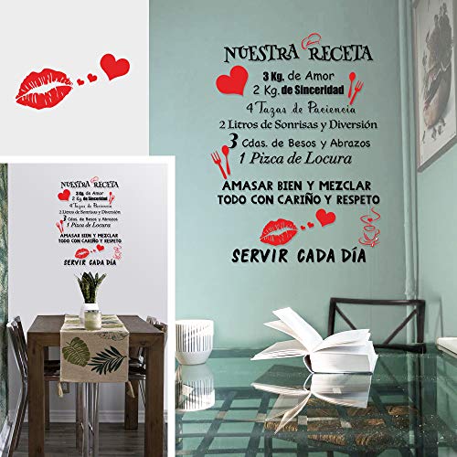 Pegatinas Citas Inspiradoras Pared Español Vinilos Frases Motivadoras Letras Stickers Adhesivos Negro Decorativos Habitación Dormitorio Salón Oficina NUESTRA RECETA.