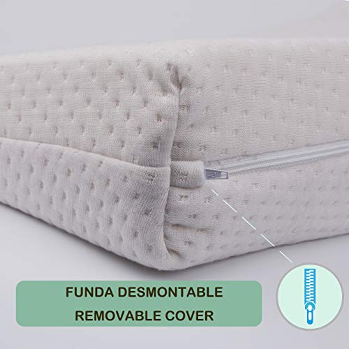 PEKITAS Almohada Cojín Cuña Inclinada Antireflujo Funda Lavable AloeVera Fabricado En España Uso Adulto (60 cm Ancho - 15° Inclinación)…