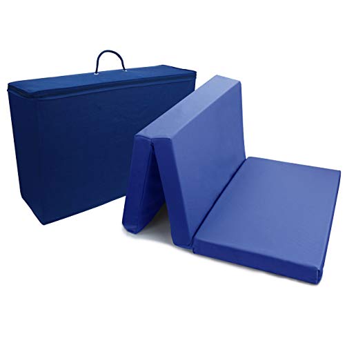 PEKITAS Colchón Cuna De Viaje Plegable 60x120 cm Grosor 6 cm - Funda de algodón lavable, transpirable, libre de toxicos,Color Azul Marino,Fabricado En España