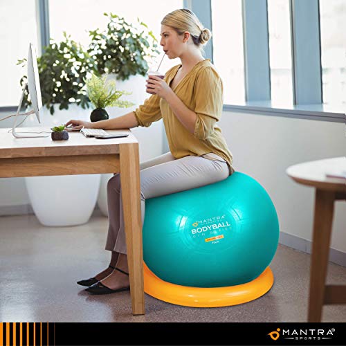 Pelota de Pilates, Balón de Ejercicio, Bola de Embarazada, Yoga, Fitness y Gimnasio - 55cm / 65cm / 75cm Anti Explosión Fitball Silla Equilibrio con Base, Gomas de Resistencia, Guia Fitness y Bomba