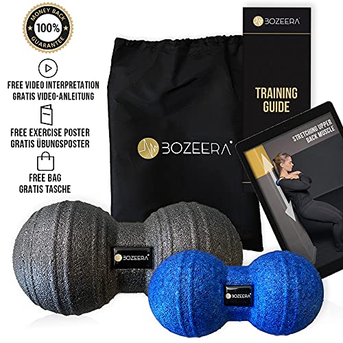 [Pelota Doble DE LIBERACIÒN MYOFASCIAL 12CM & 8CM] Massage Ball Set - Pelota Liberacion Myofascial - Pelota Doble Masaje - Incluye: Vídeo, Póster y Bolsa