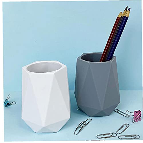 PENDIENTO DE Silicona TITULARIO DE ESCRUPARIO POTA Pot POTOR GEOMÉTICO PAPELERÍA MAQUILULAR Cepillo Organizador 2pcs Tenedor de lápiz