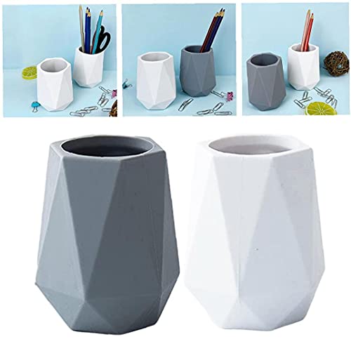 PENDIENTO DE Silicona TITULARIO DE ESCRUPARIO POTA Pot POTOR GEOMÉTICO PAPELERÍA MAQUILULAR Cepillo Organizador 2pcs Tenedor de lápiz