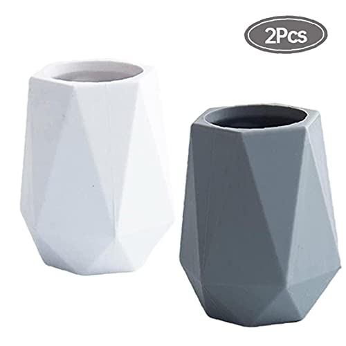 PENDIENTO DE Silicona TITULARIO DE ESCRUPARIO POTA Pot POTOR GEOMÉTICO PAPELERÍA MAQUILULAR Cepillo Organizador 2pcs Tenedor de lápiz