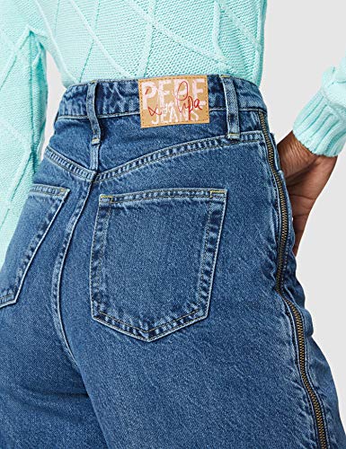 Pepe Jeans Mara Zip Vaqueros Straight, Azul (Denim 000), W35/L30 (Talla del Fabricante: X-Small) para Mujer