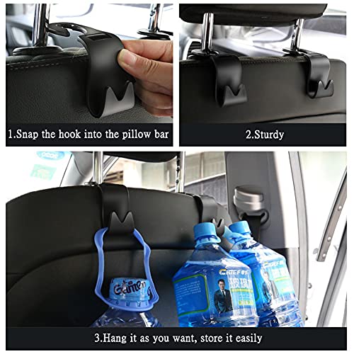 Perchero de Coche 8 Piezas Asiento de Vehículo Reposacabezas Gancho Percha Ganchos Reposacabezas Coche para Bolsa de Compras Bolso de Mano Botellas de Agua (Negro y Blanco Cremoso)