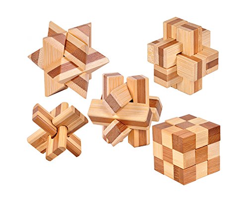 Perfecbuty 9PCS 3D Cubo Puzzles de Madera Clásico Educativo Jigsaw IQ Rompecabezas Interbloqueado Juguetes para Niños y Adultos Ejercicio Capacidad,desafiar su Pensamiento,Cumpleaños,Navidad,Regalo