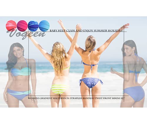 Phil Beauty Bikini para mujer de 2 piezas, sujetador de encaje con triángulo dividido y color degradado, playa de vacaciones