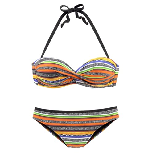 Phil Beauty Bikini para mujer, diseño de rayas, 2 piezas, sujetador de encaje con triángulo dividido para vacaciones en la playa