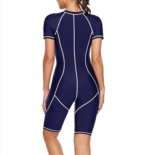 Phil Beauty Traje de buceo para mujer de manga corta, con cremallera, protección solar y pantalones cortos de surf cálidos, de secado rápido, para gimnasia acuática