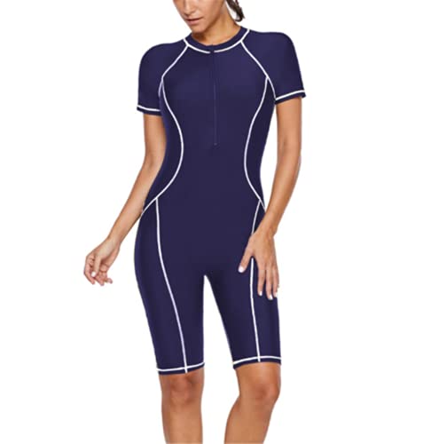 Phil Beauty Traje de buceo para mujer de manga corta, con cremallera, protección solar y pantalones cortos de surf cálidos, de secado rápido, para gimnasia acuática