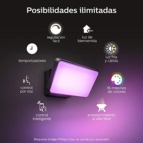 Philips Hue Discover Proyector exterior, luz blanca y de colores, compatible con Amazon Alexa, Apple HomeKit y Google Assistant