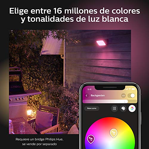 Philips Hue Discover Proyector exterior, luz blanca y de colores, compatible con Amazon Alexa, Apple HomeKit y Google Assistant