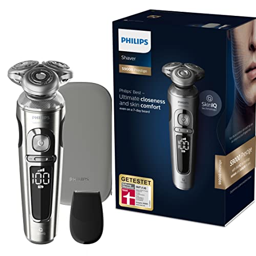 Philips Serie 9000 Prestige SP9820/18 - Afeitadora Eléctrica para Hombre Con Sensor de Densidad de Barba, 3 Modos, Seco o Húmedo con Perfilador de Barba y Funda,Negro