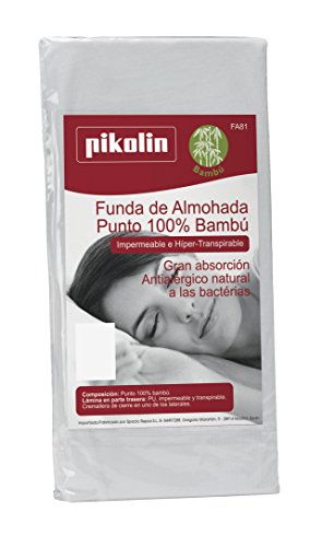 Pikolin Home - Funda de almohada de punto 100% bambú antibacteriana, impermeable y transpirable con cremallera en uno de sus lados