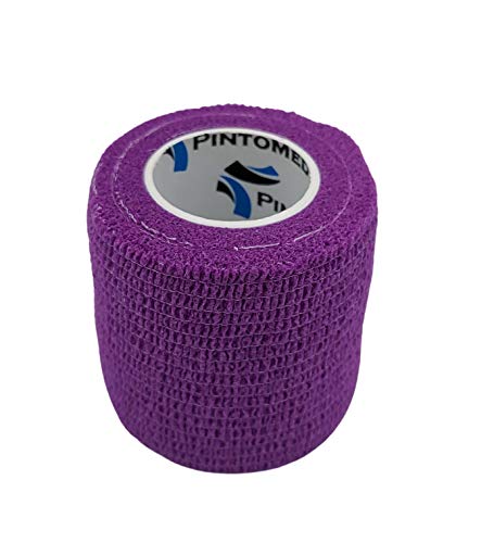 PintoMed - Venda Cohesiva - 6 x PURPURA - 6 rollos x 5 cm x 4,5 m autoadhesivo flexible vendaje, primeros auxilios, lesiones