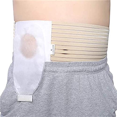 PJLHHM Cinturón de ostomía Soporte Abdominal para Apertura de Bolsa de colostomía Prevención de Hernia paraestomal Cinturón Abdominal de fístula de Cuatro Estaciones elástico Anti-Hernia (Beige 95cm)