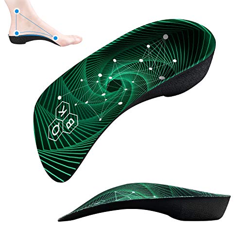 Plantillas Fascitis Plantar Hombre QBK Plantillas gel Orthotic Arch Support 3/4 Plantillas Pronador para Dolor de Talón Pies planos Espolon Calcaneo Supinación y Alivio Dolor, S