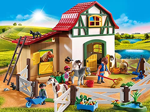 Playmobil-6927 Playmobil Figura de construcción Granja de Ponis con muchos Animales y Pajar, A partir de 4 años, multicolor (6927)