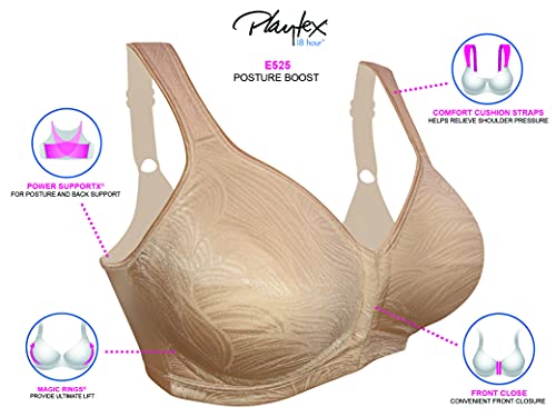 Playtex Womens 18 Hour Posture Boost Wirefree Bra (USE525) -White -38B