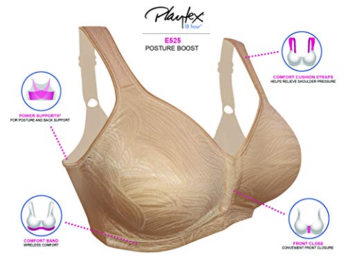 Playtex Womens 18 Hour Posture Boost Wirefree Bra (USE525) -White -38B