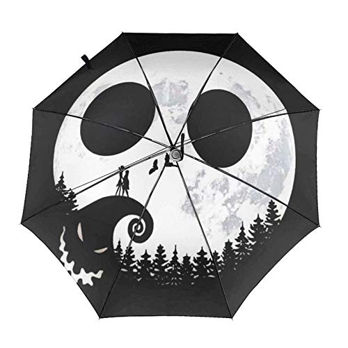 PLUAN Jack-Skellington - Paraguas plegable de viaje, 10 varillas, ligero, resistente, automático, para mujeres y hombres, Black (Negro) - Umbrella-221895933-1