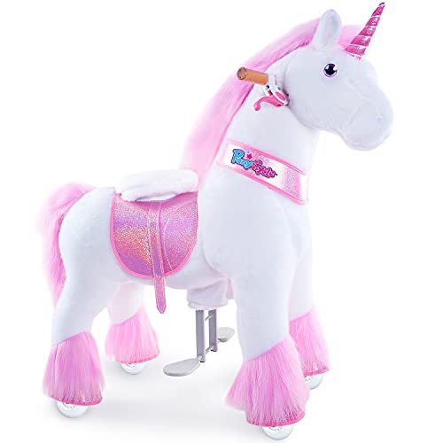 PonyCycle Oficial Clásico Modelo U 2021 Montar a caballo Animal que camina Juguete de peluche unicornio rosa con ruedas y freno para niños de 4 a 9 años pequeño Ux402