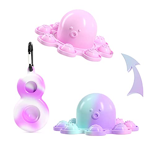 Pop it Push it Fidget Toy, Fidget Toy Pop it Push it, Pop Bubble, Flip Reversible Octopus Anti estrés Juguete sensorial Autismo Alivia la ansiedad para niños y adultos (Rosa)