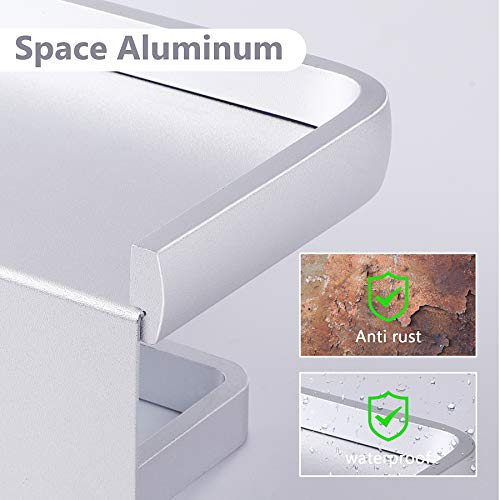 Portarrollo para Papel Higiénico con Estante de Almacenamiento para Celular Portarrollos Baño Montado en la Pared Aluminio Plata