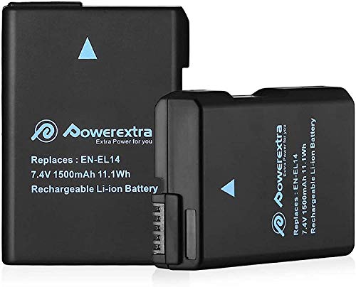 Powerextra Batería de Repuesto Nikon EN-EL14 EN EL14a para Nikon D3100 D3200 D3300 D3400 D5100 D5200 D5300 D5500 Coolpix P7000 P7100 P7700 P7800 en el14a DSLR Cámara