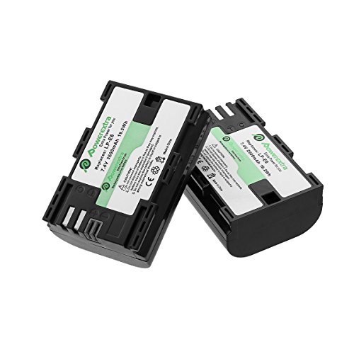 Powerextra Batería de Repuesto para Canon LP-E6 LP-E6N 2X Baterías Canon EOS 80D 6D 7D 70D 60D 5D Mark III 5D Mark II BG-E14 BG-E11 BG-E9 BG-E7 LC-E6 BG-E6