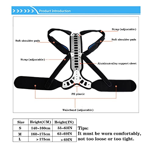 PQQ Corrector postural alisador de Espalda Brace Chaleco de extensión de Metal Ajustable para Mejorar la Postura Proporcionar y aliviar el Dolor de Espalda Tratamiento de Columna jorobada o Lordosis