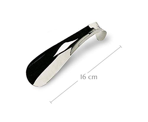 PREMYO Calzador Pequeño 16 cm de Largo para Zapatos Metálico Acero Robusto Duradero con Gancho Diseño Elegante y Ergonómico de Viaje Cómodo de Usar