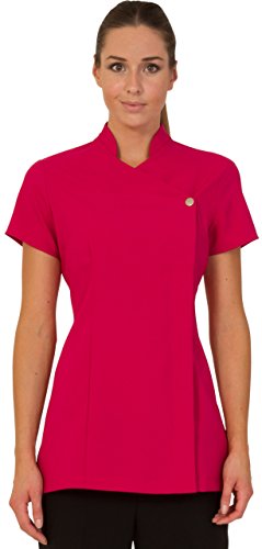 Press Stud Salon Tunic - Belleza Peluquería Masaje Terapeuta SPA Salud Trabajo Uniforme de uñas - Fucsia - 6