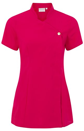 Press Stud Salon Tunic - Belleza Peluquería Masaje Terapeuta SPA Salud Trabajo Uniforme de uñas - Fucsia - 6