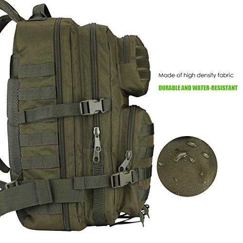 Procase Mochila Táctica Militar 40L, Paquete de Asalto MOLLE de Gran Capacidad para Utilidad Militar, Bolsa de Emergencia de 3 Días para Caza Senderismo Acampada y Actividad al Aire Libre -Verde