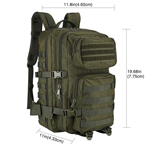 Procase Mochila Táctica Militar 40L, Paquete de Asalto MOLLE de Gran Capacidad para Utilidad Militar, Bolsa de Emergencia de 3 Días para Caza Senderismo Acampada y Actividad al Aire Libre -Verde