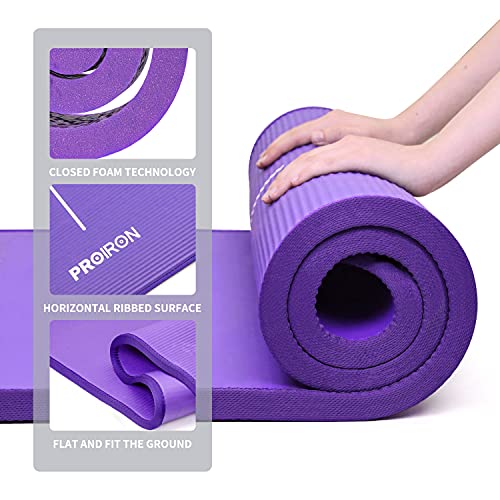 PROIRON Esterilla Yoga Gruesa 183cm x66cm x1cm - Colchoneta Antideslizante NBR para Pilates Ejercicios Fitness Gimnasia Estiramientos (Púrpura)